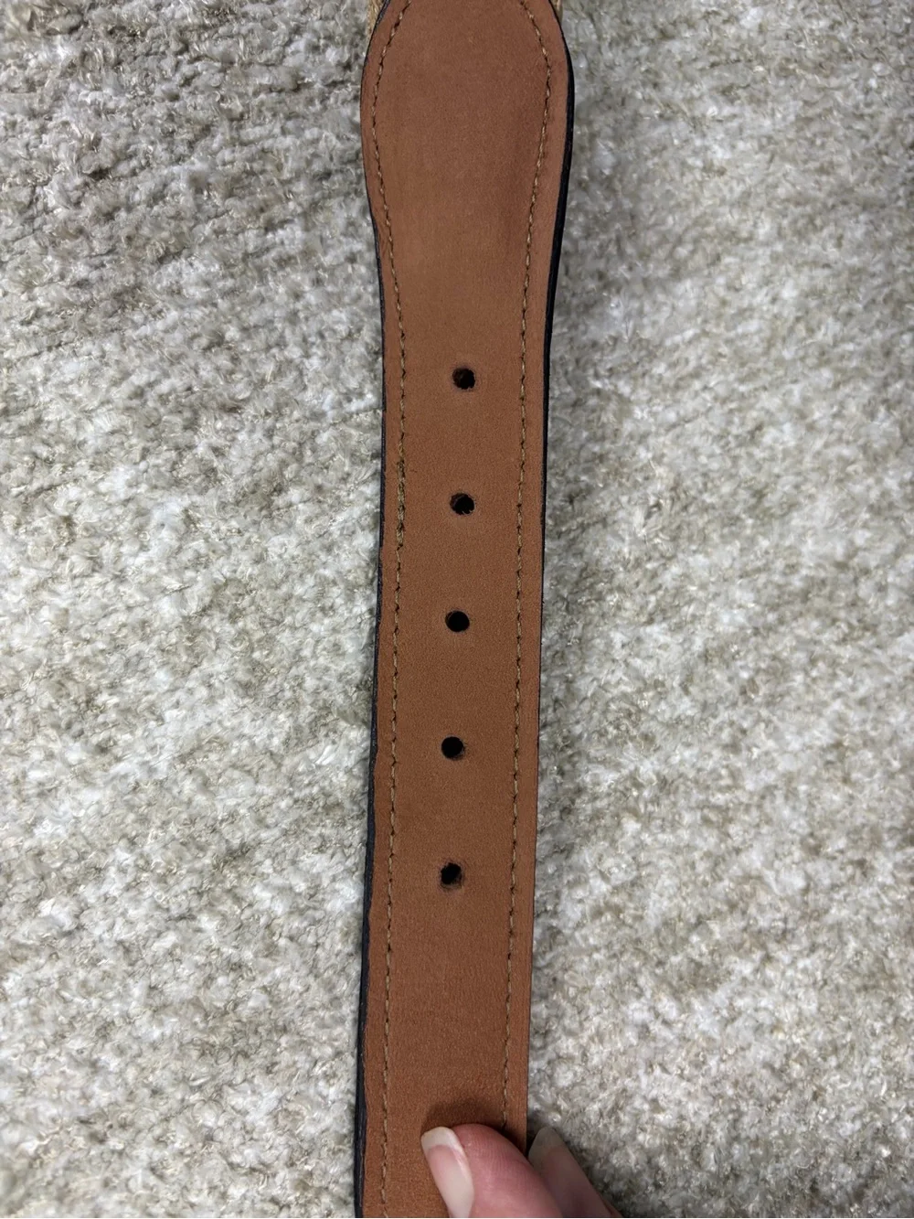 Vintage 90’s Made in USA Men’s Brown Fish-Print Canvas and Leather Belt
